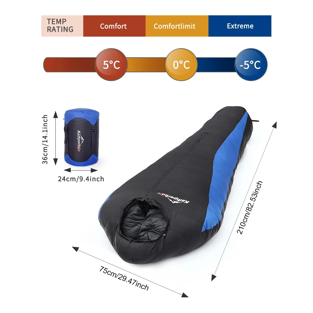Kamperbox Sleeping Bag Camping Ultralight Outdoor Sleeping Bag Down 0-5°C Alfa210