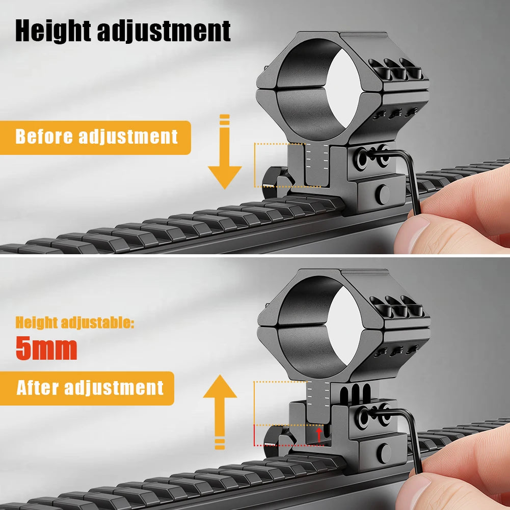 UniqueFire Scope Mount Rings for Dia 34mm Tube for 20mm Dovetail Picatinny Rail Flashlight Mount Adjustable Height and Angle