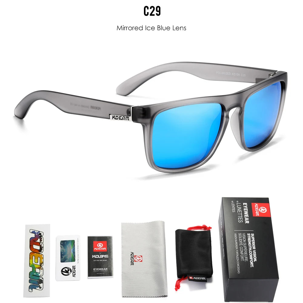KDEAM Legend Square Sunglasses Polarized Lens For Men Women Outdoor Sports Fishing Mountaineering  Sun Glasses With Brand Box