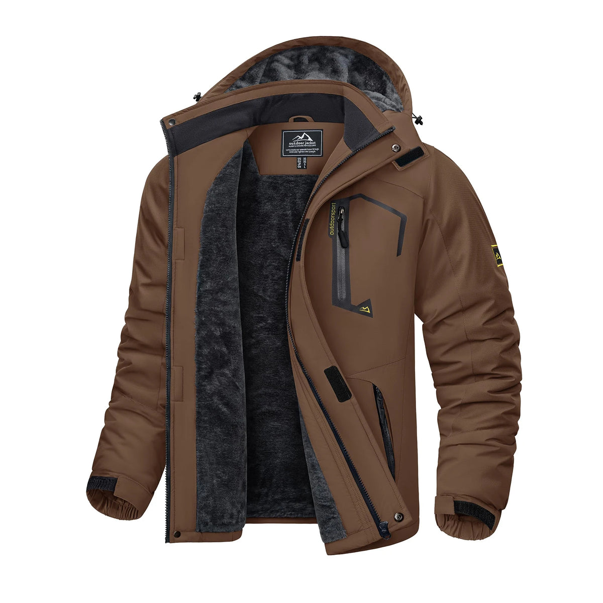 KEFITEVD Winter Ski Jacket Men's Warm Fleece Lined Jackets Water Resistant Heavyweight Coats Outdoor Hiking Camping Windbreaker