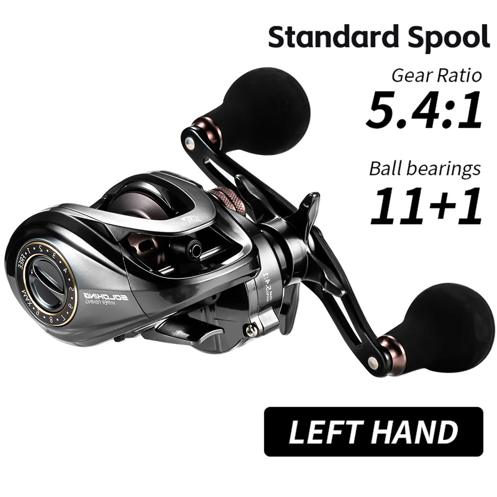 Soloking HIAW Pro Baitcasting Fishing Reel 11+1BB 7.2:1/5.4:1 Speed Gear Ratio,21LB Drag Power Ultra Smooth Durable Fishing Rod