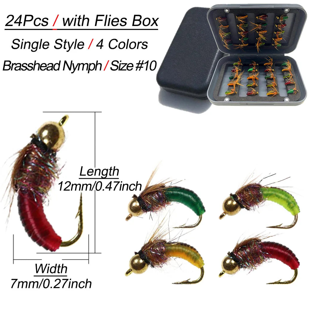 Fly Fishing Flies Kit Fly Assortment Trout Bass Fishing with Fly Box,24/30/40/54/84/102/114pcs with Dry/Wet Flies, Nymphs, Strea