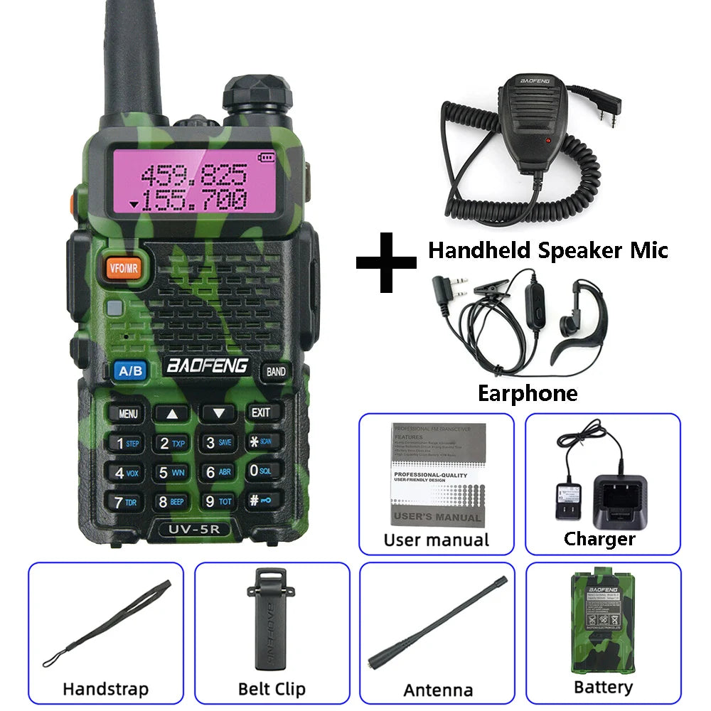 BaoFeng Green UV 5R Walkie Talkie VHF/UHF Long Range Radio For Camping Portable FM Radio Stations Transceiver Wireless Set