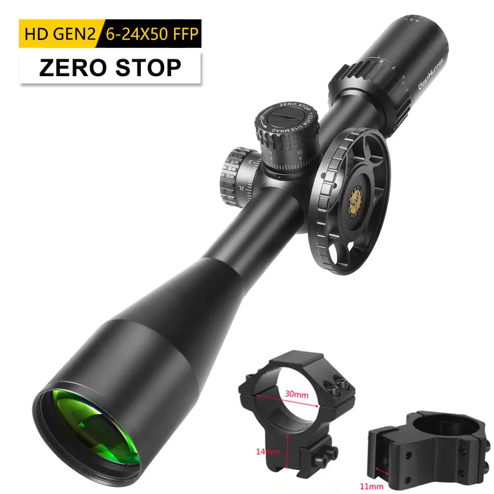 WestHunter HD Gen2 6-24x50 FFP Hunting Scopes First Focal Plane Long Range Riflescope Zero Reset or Zero Stop Tactical Sights