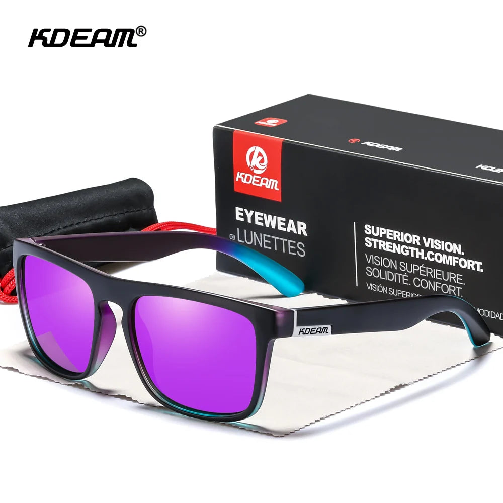 KDEAM Legend Square Sunglasses Polarized Lens For Men Women Outdoor Sports Fishing Mountaineering  Sun Glasses With Brand Box