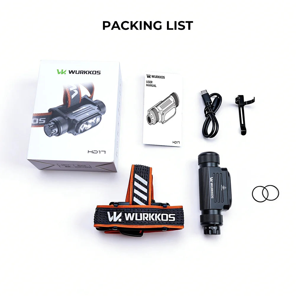 Wurkkos HD17 Headlamp Flashlight 2500 Lumens 18650 Battery Everyday Carry (EDC) with Red Light Ideal for Outdoor Use