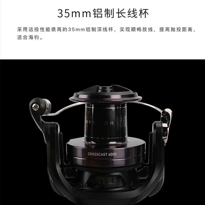 DAIWA CROSSCAST Fishing Reel Long Cast  Spinning Saltwater 4000 4500 5000 5500 6000 Distant Wheel Gear Ratio 4.1:1 Max Drag 15kg