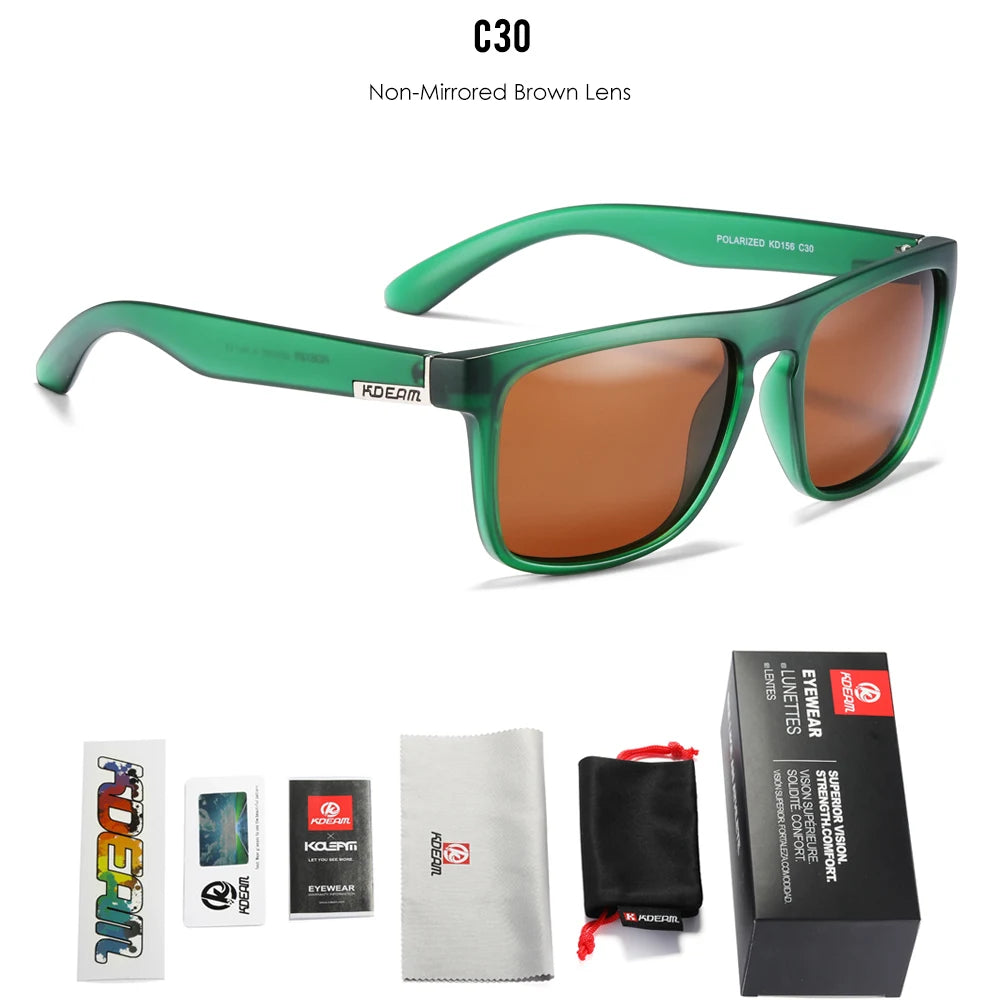 KDEAM Legend Square Sunglasses Polarized Lens For Men Women Outdoor Sports Fishing Mountaineering  Sun Glasses With Brand Box