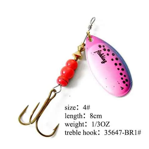 Spinner Bait Fishing Lure 3.9g 4.6g 7.4g 10.8g 15g Rotating Spinners Spoon Lures Pike Metal With Treble Hooks Fishing Goods