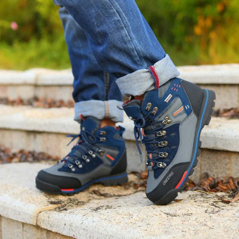 Brand Men's Hiking Boots Autumn Winter Trekking Shoes Waterproof Leather Boots Men Women Outdoor Non-slip Climbing Boots Size 46