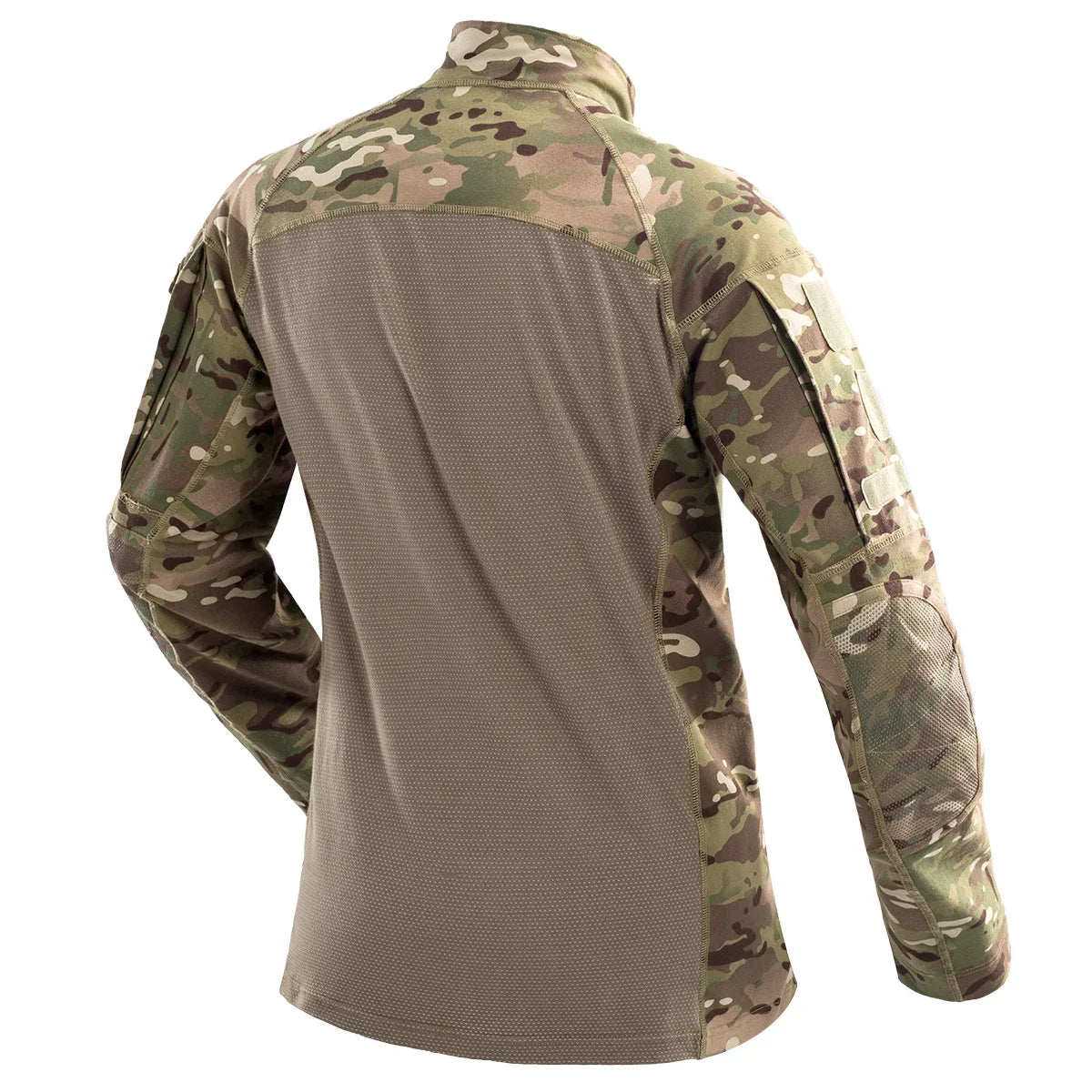 Men's Camouflage Hunting Combat T Shirt Stretch Cotton 1/4 Zipper Uniform Shirts Long Sleeve Camo Shirt