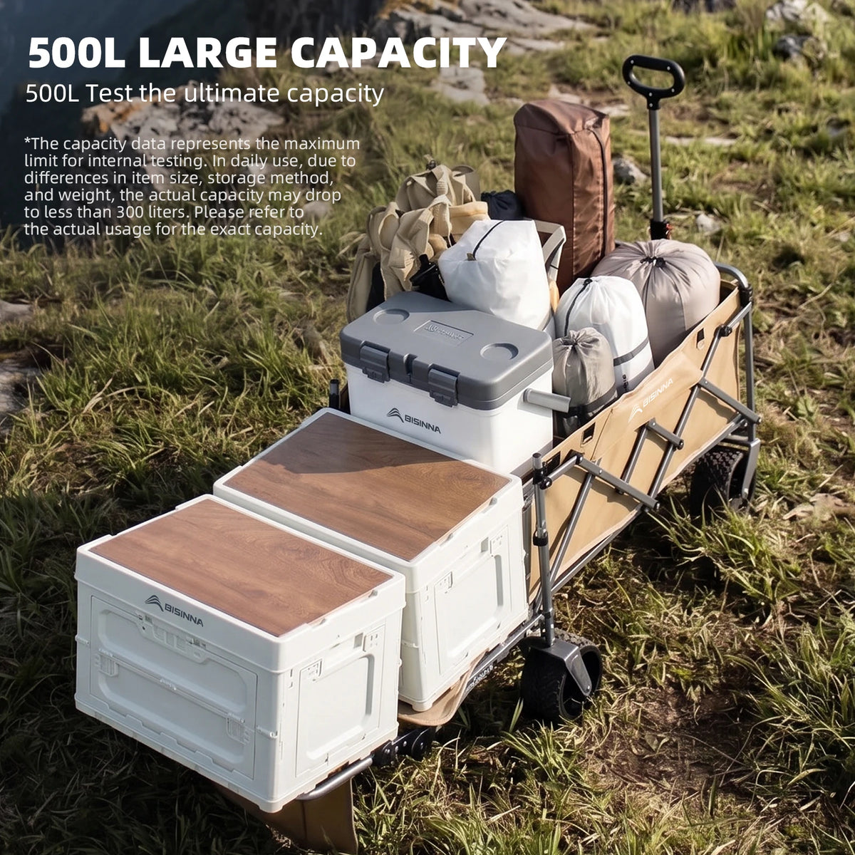 BISINNA Camping Wagon Cart Folding Utility Heavy Duty Large Capacity Trolley Outdoor Shopping Picnic Collapsible Hand Truck