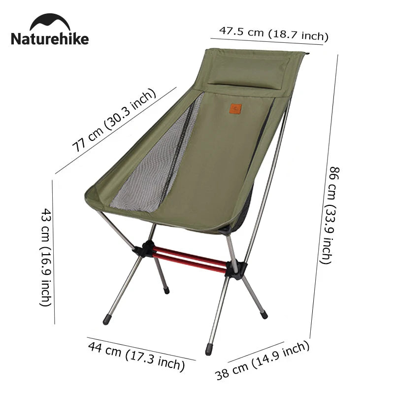 Naturehike Camping Moon Chair High Back Ultralight Folding Chair Portable 120Kg Load Travel Rocking Chairs Outdoor Fishing Chair