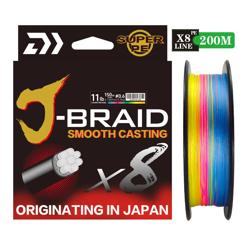 2025 New Original X8-DAIWA-J Braided Expedition 8 Strands Fishing Line PE Super Line Sea Fishing Wire 150/200M Pesca 11-77lb