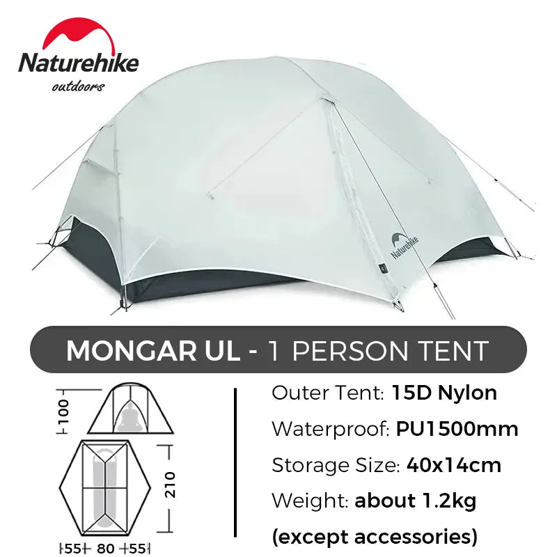 Naturehike Mongar UL/PRO 1 2 3 Person Tent Ultralight Waterproof Backpacking Tent Outdoor Portable Hiking Camping Sunshade