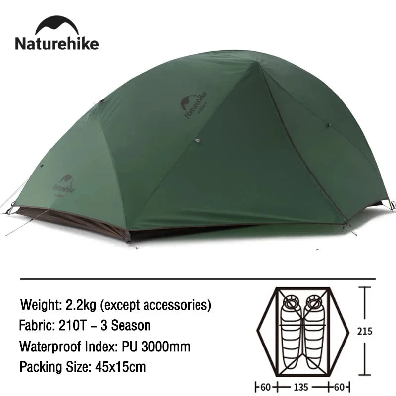 Naturehike Star River Camping Tent Ultralight Two Person Waterproof Backpacking Tents Double Door Outdoor Hiking 3 Season Tent