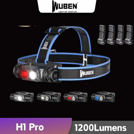 WUBEN H1 Pro Headlamp Rechargeable High-Powerful Headlight 1200Lumens P8 LED With 2600mAH Battery Lightweight For Runing Fishing