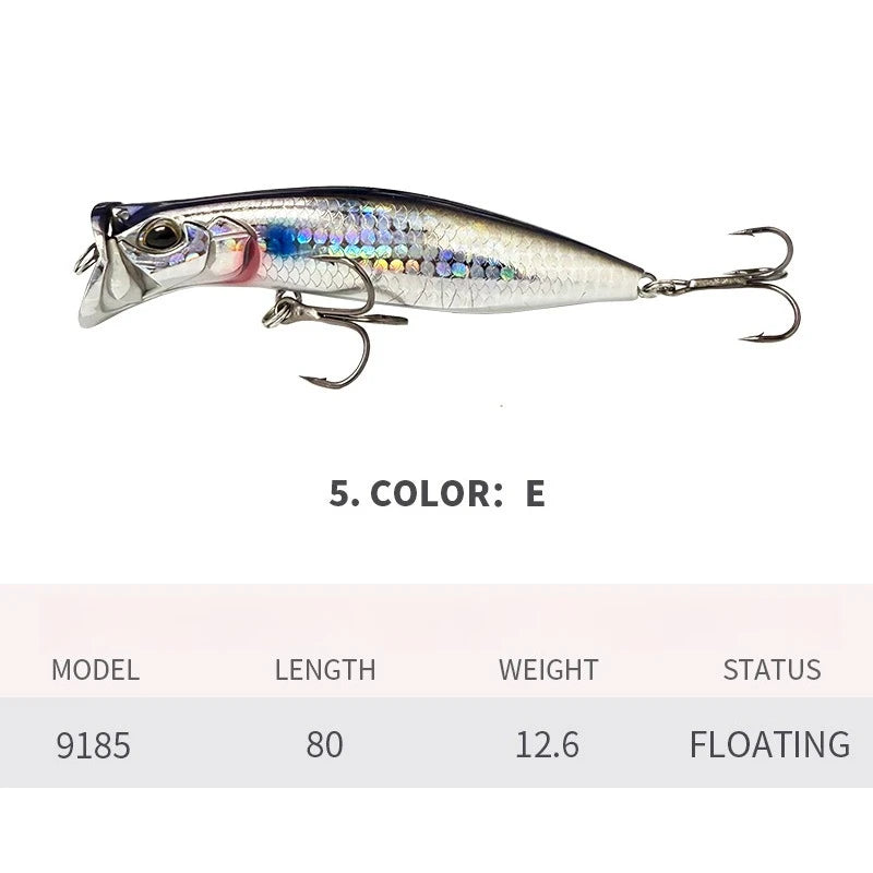 80mm 12.6g Surface Popper Fishing Lures Long Casting Artificial Bait Topwater Pencil Swimbait Wobblers Flounder Sea Bass Pike