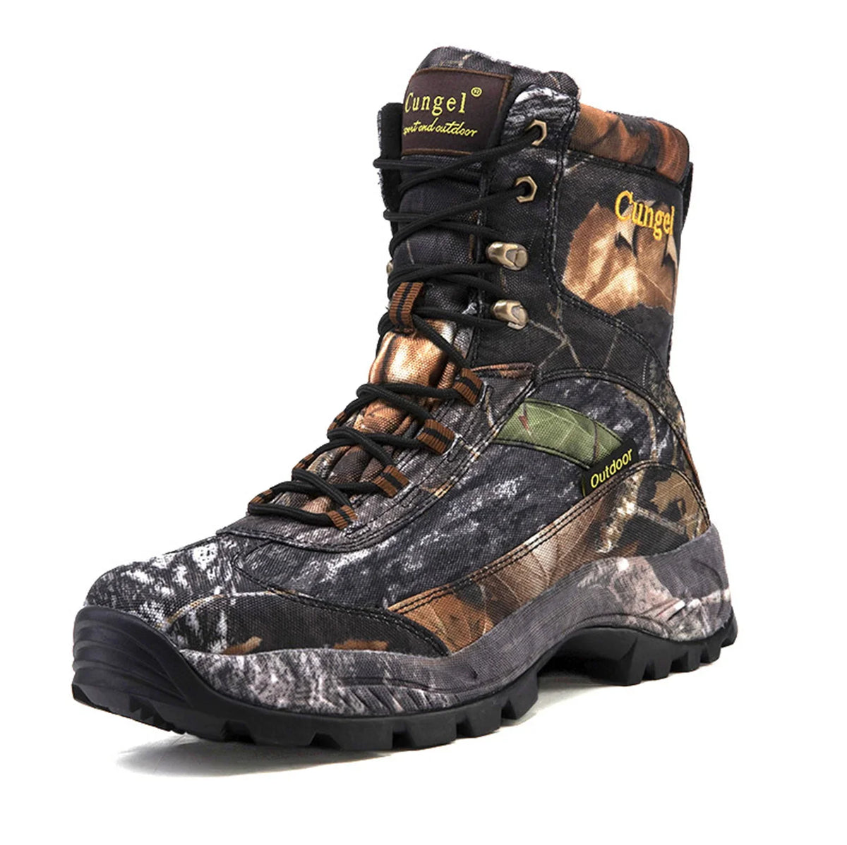 Men's High Top Camouflage Hunting Boots Breathable Outdoor Hiking Wear-Resistant Waterproof Mountaineering Boots Tactical Shoes
