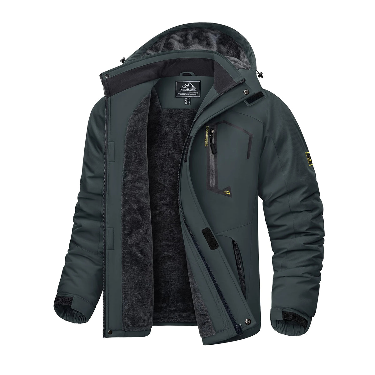 KEFITEVD Winter Ski Jacket Men's Warm Fleece Lined Jackets Water Resistant Heavyweight Coats Outdoor Hiking Camping Windbreaker