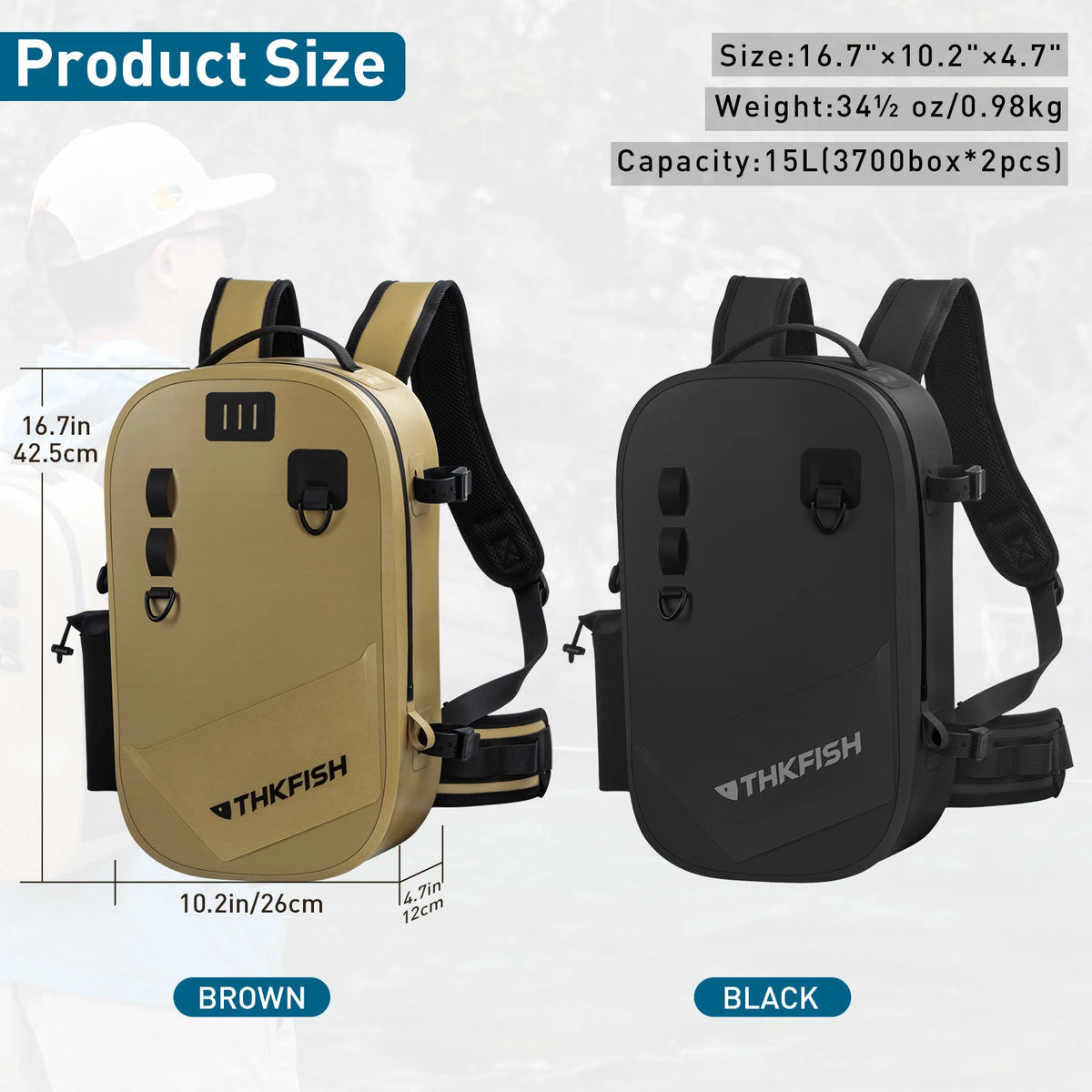 Waterproof Fishing Backpack Brown Multi-purpose Fishing Tackle Bag Fishing Lures Storage Bags Outdoor Cycling Hiking Backpacks