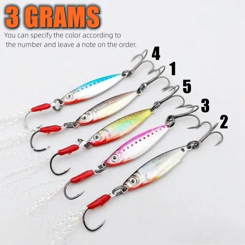 1.5/3/5g Mini Iron Plate Bait 3D Micro Sized VIB Lure Metal Cast Jig Spoon Pesca Fish Micro Sequin Fishing Lures Artificial Bait