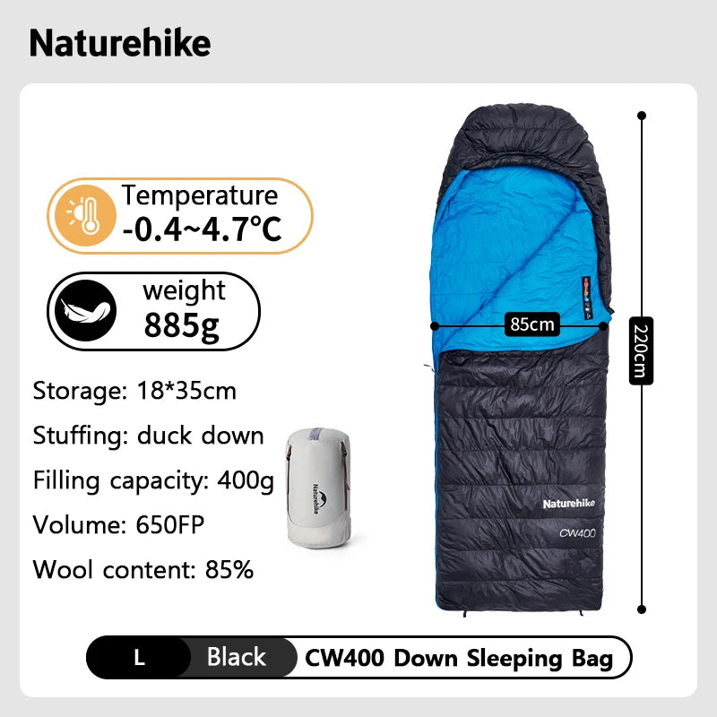 Naturehike Duck Down Sleeping Bag CW400 CW700 Adult Outdoor Camping Winter Thickened Cold Lightweight Sleeping Bag