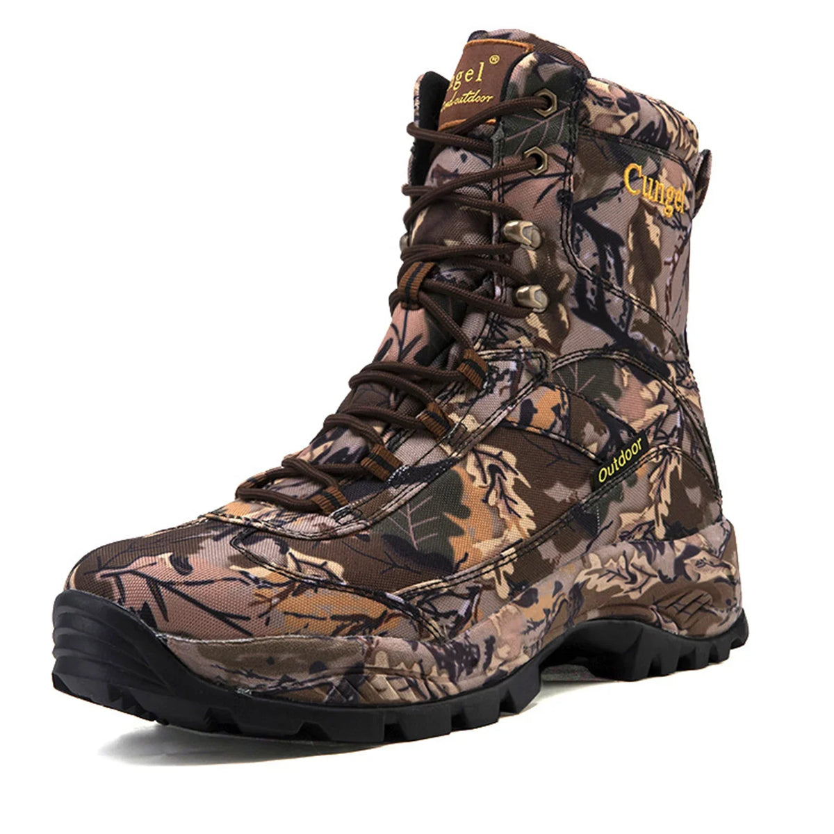 Men's High Top Camouflage Hunting Boots Breathable Outdoor Hiking Wear-Resistant Waterproof Mountaineering Boots Tactical Shoes