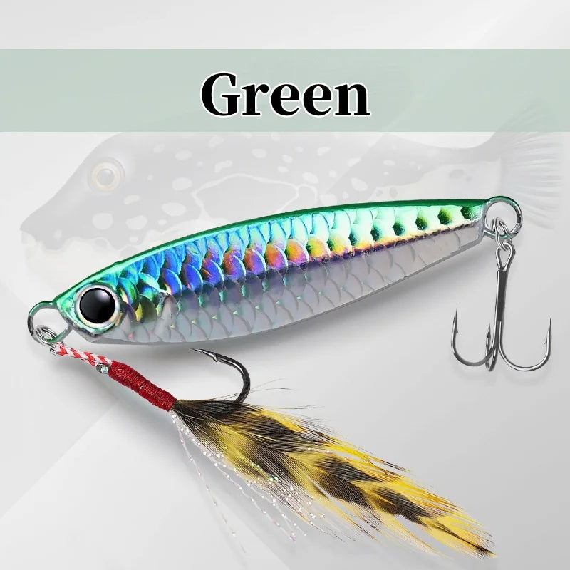 Metal Saltwater Fishing Lures Vertical Slow Pitch Fishing Hooks Fishing Jigging Spoon with Assist Hooks Artificial Bait Tackle