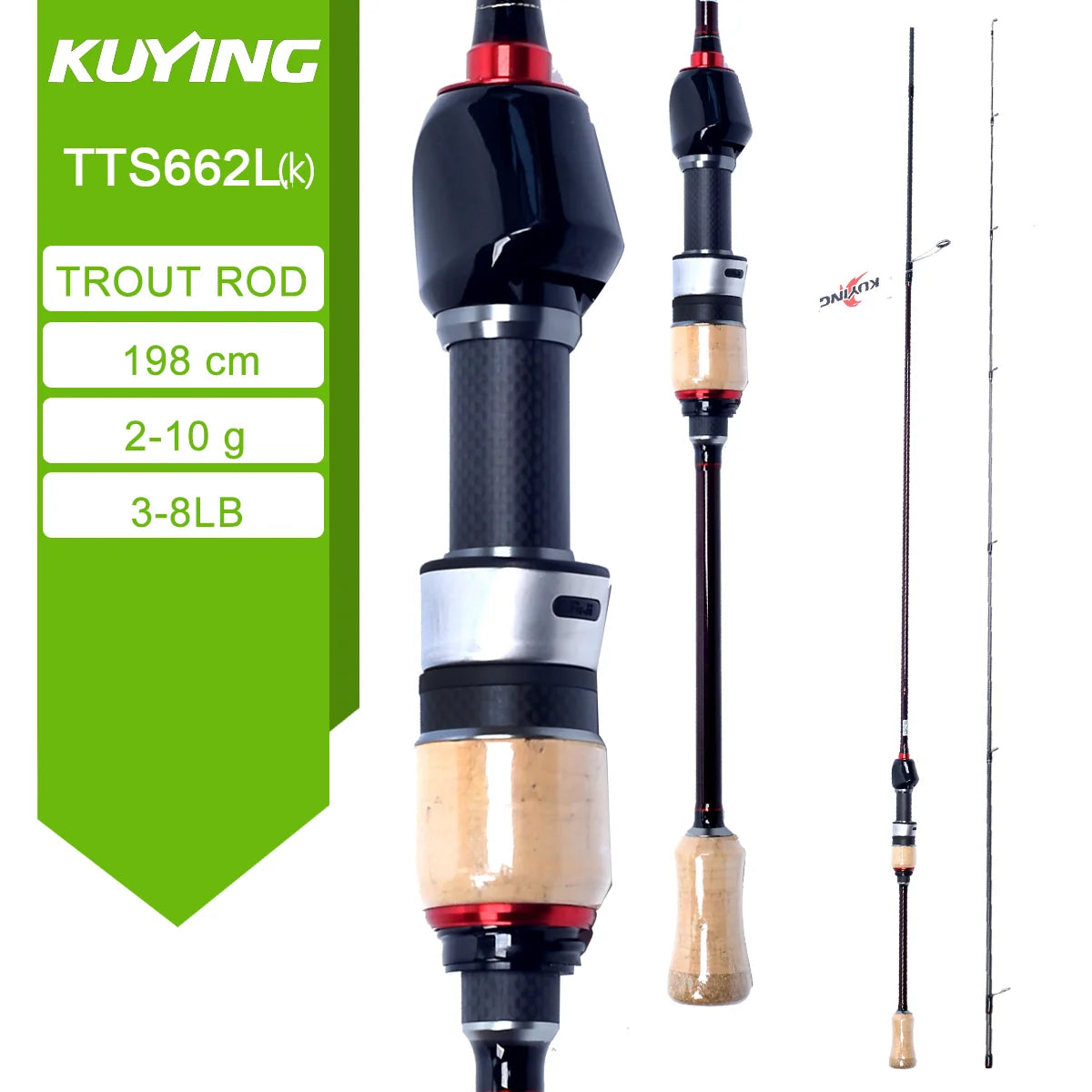KUYING TETON L UL SUL 5'2' 6' 6'3' 6'4'6'2' 6'6' Fishing Rod Lure Cane Spinning Casting FUJI Carbon 1-4g 0.8-3g 2-10g M-Fast BFS