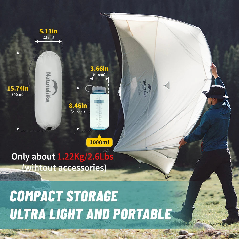 Naturehike Cloud Up UL Camping Tent Ultralight 15D Quick Bulid Beach Tents Outdoor Waterproof Two Person Large Hiking Tent