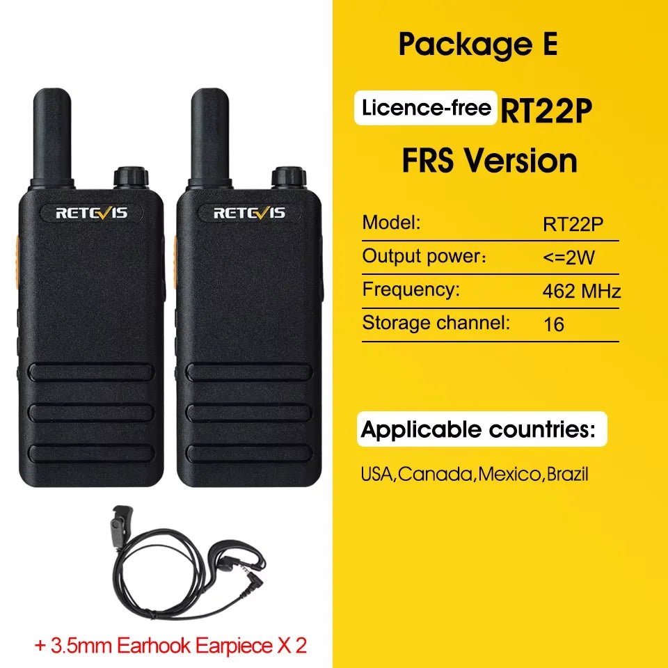 Retevis RT622P (B63) New Version of RT22 15mm Ultra-thin Mini Walkie-talkie PMR446 Profesional 2 Way Radio Type-C VOX for Family