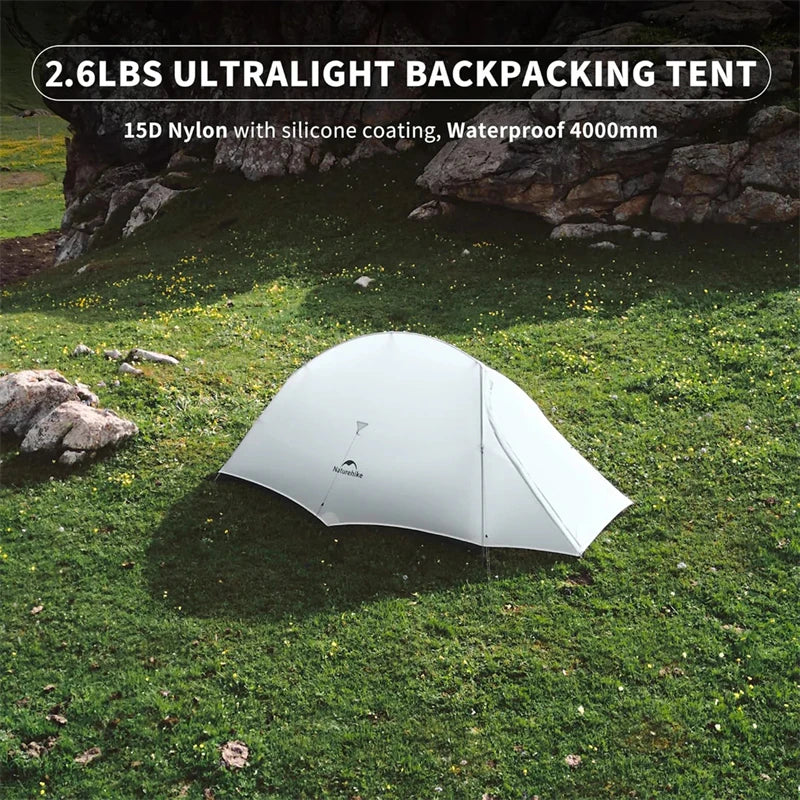 Naturehike Cloud Up UL Tent Ultralight 1-2 Person 15D Nylon Waterproof Camping Single Double Backpacking Hiking Tent with Mat