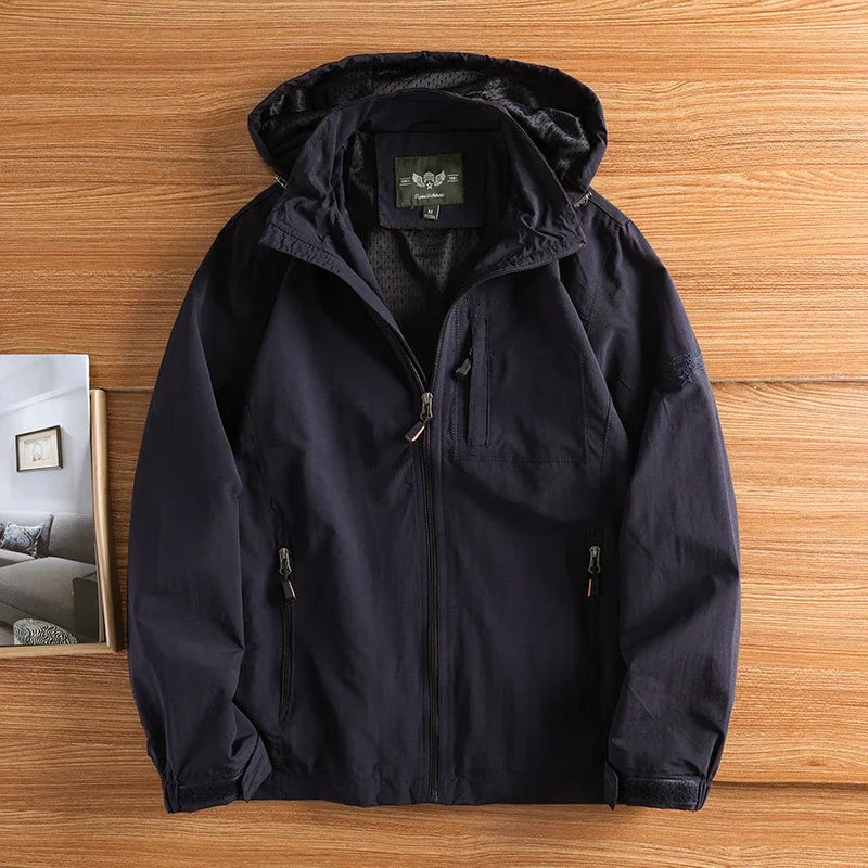 UETEEY Windbreaker Jackets For Men Motorcycle Military Clothing Waterproof Male Hooded Jacket Camping Outdoor Hiking Men's Coat