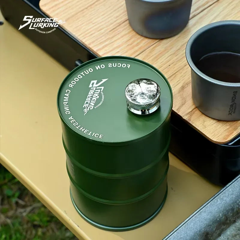 GO PEAK Outdoor Wine Beverage Bucket Bottle 304 Stainless Steel 750ML Portable Cylindrical Pot Camping Fuel Wine Pot Fuel Barrel