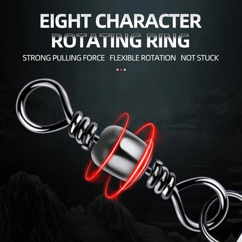 100pcs/lot Fishing Connector Bearing Rolling Swivel Snap Fishhook Lure Connector Tackle Accessories ﻿
