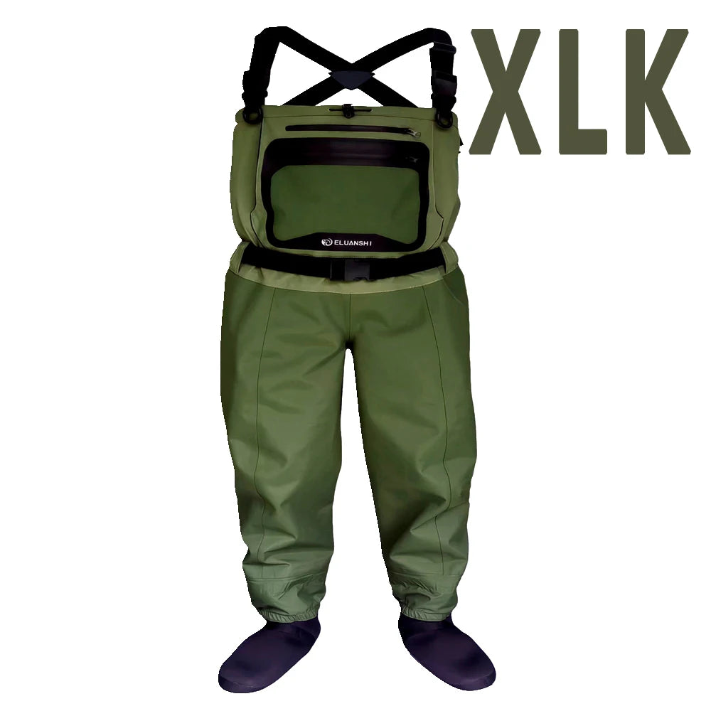5 Layer Breathable Waterproof Fly Fishing Chest-High Waders Stockingfoot High Pant Wader Durable Duck Hunting Wading Pants