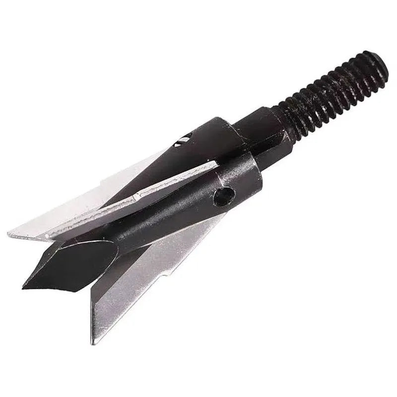 Archery Arrow Stainless Steel Solid Black Arrow Tips 100 Grain Hunting Broadheads for Outdoor Shooting