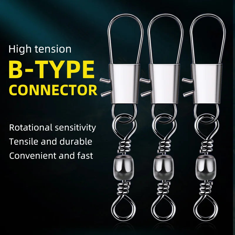 100pcs/lot Fishing Connector Bearing Rolling Swivel Snap Fishhook Lure Connector Tackle Accessories ﻿