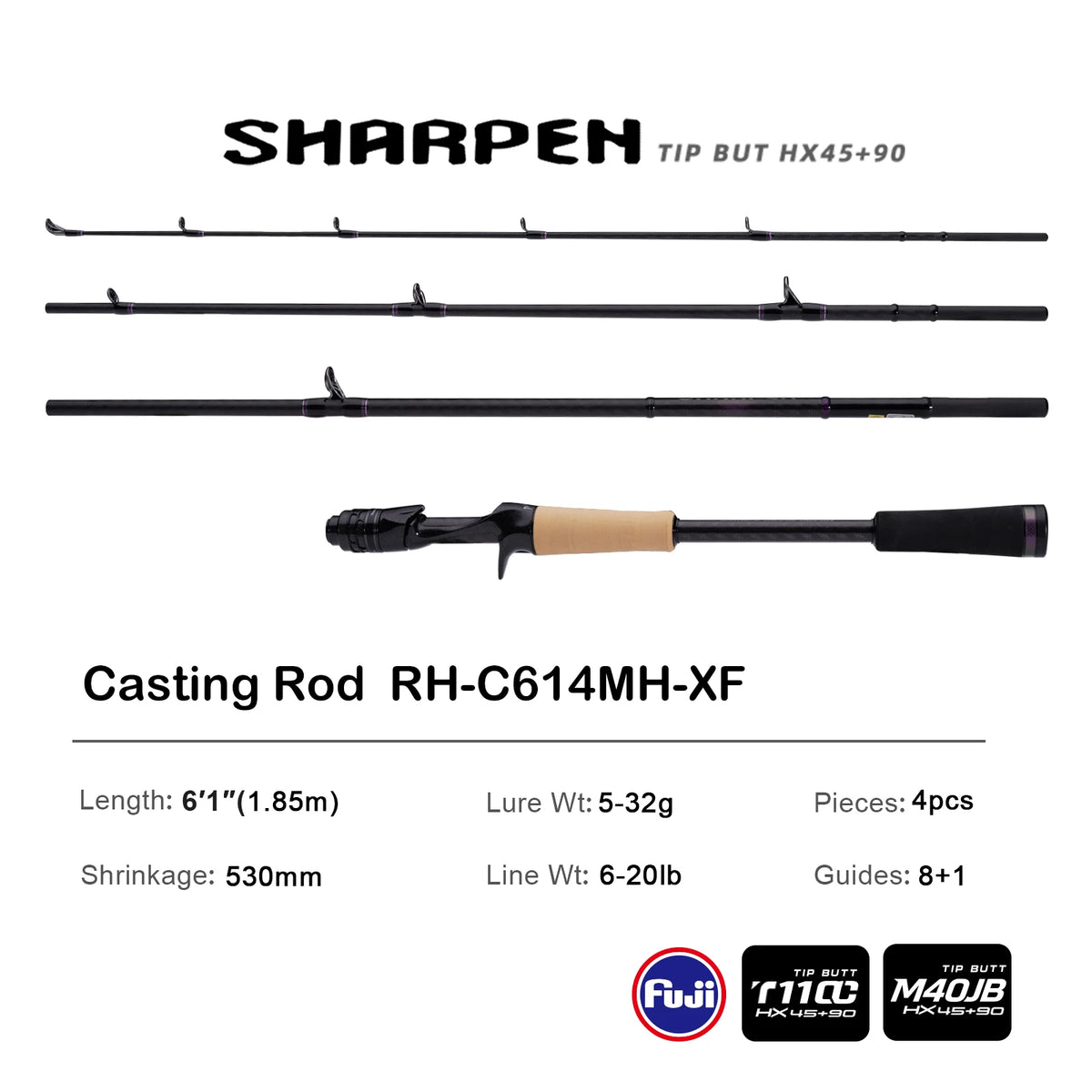 PURELURE SHARPEN Soft Lure Long Spinning and Casting XF/MF Action Rods FUJI Components Bass Pike Rod Fishing Rod Spinning Reel