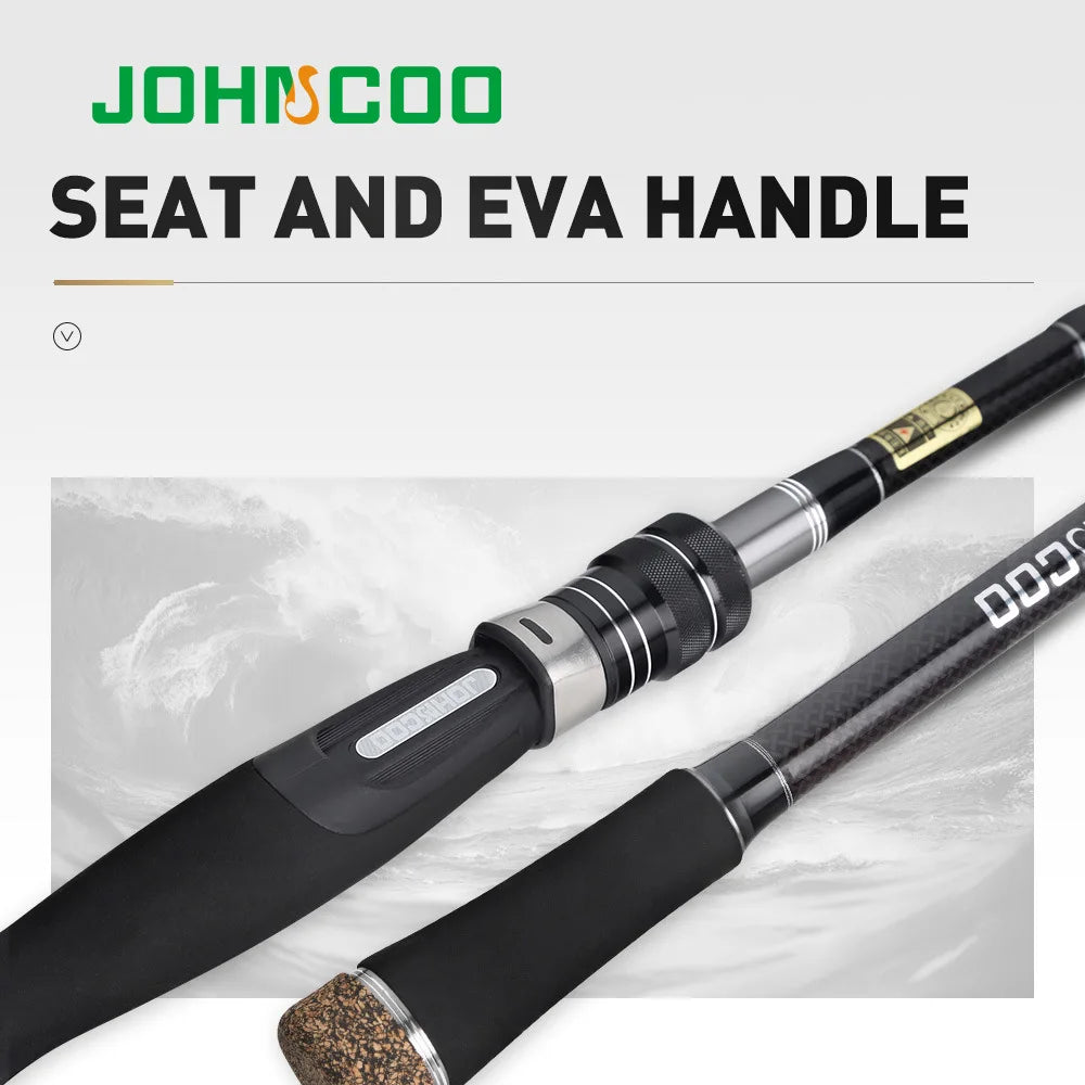 JOHNCOO Carbon Fishing Rod 2.7m 3.0m MH H Power Spinning Rod Sea Bass Inshore Fishing Rod 3 Sections long Casting Fishing Rod