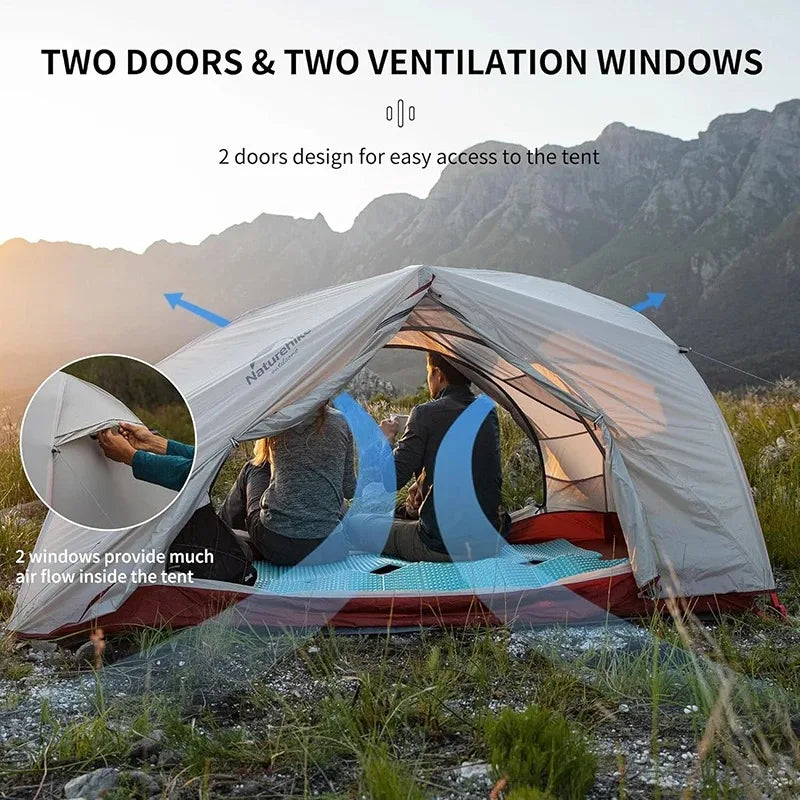 Naturehike Star River 2 Person Backpacking Tent Double Layer Ultralight Camping Hiking Tent Outdoor Travel Beach Tent with Mat