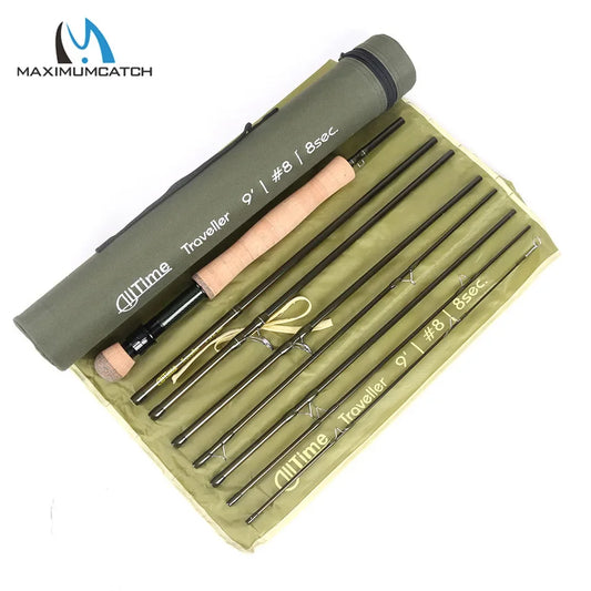 MAXIMUMCATCH 9ft 5-8WT 8-Piece AllTime Travel Fly Rod Ultra-Compact 30T Carbon Fiber MOD Fast Action Freshwater Fly Fishing Rod