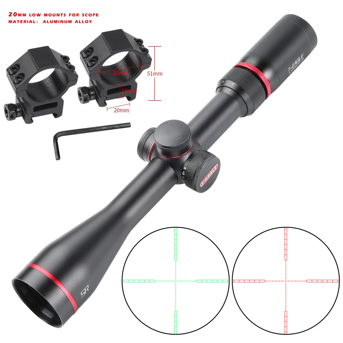 T-EAGLE Optics SR 3-9X40IR Tactical RiflesScope Airgun Rifle Scopes Hunting Spotting Collimator Optical PCP Airsoft Sight