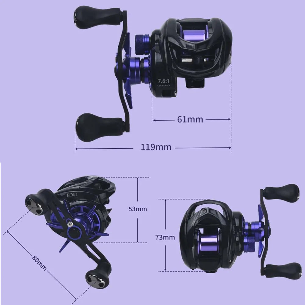BOKI DC Baitcasting Reel Digital Control Long Cast Carbon Washers 7.6:1 10+1BB Max Drag 5kg Fresh Saltwater Fishing Reel