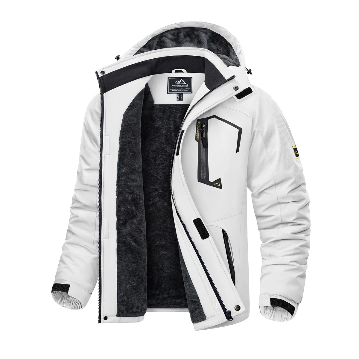 KEFITEVD Winter Ski Jacket Men's Warm Fleece Lined Jackets Water Resistant Heavyweight Coats Outdoor Hiking Camping Windbreaker