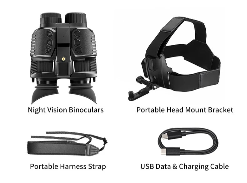 Night Vision Head Mounted Goggles 10X Digital Zoom 4K HD Infrared Binoculars 850nm 9 Levels Hands Free Helmet for Hunting