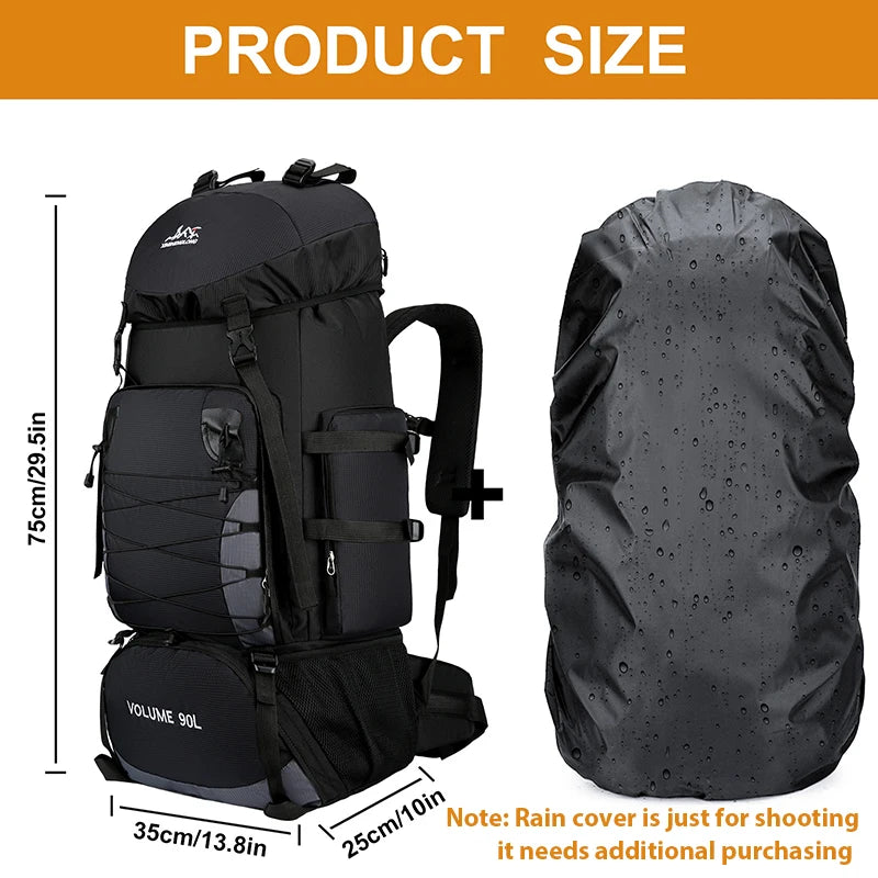 90L Large Travel Backpack for Men Hiking Climbing Outdoor Sports Rucksack Bag Camping Climbing Mountaineering Luggage Backpack