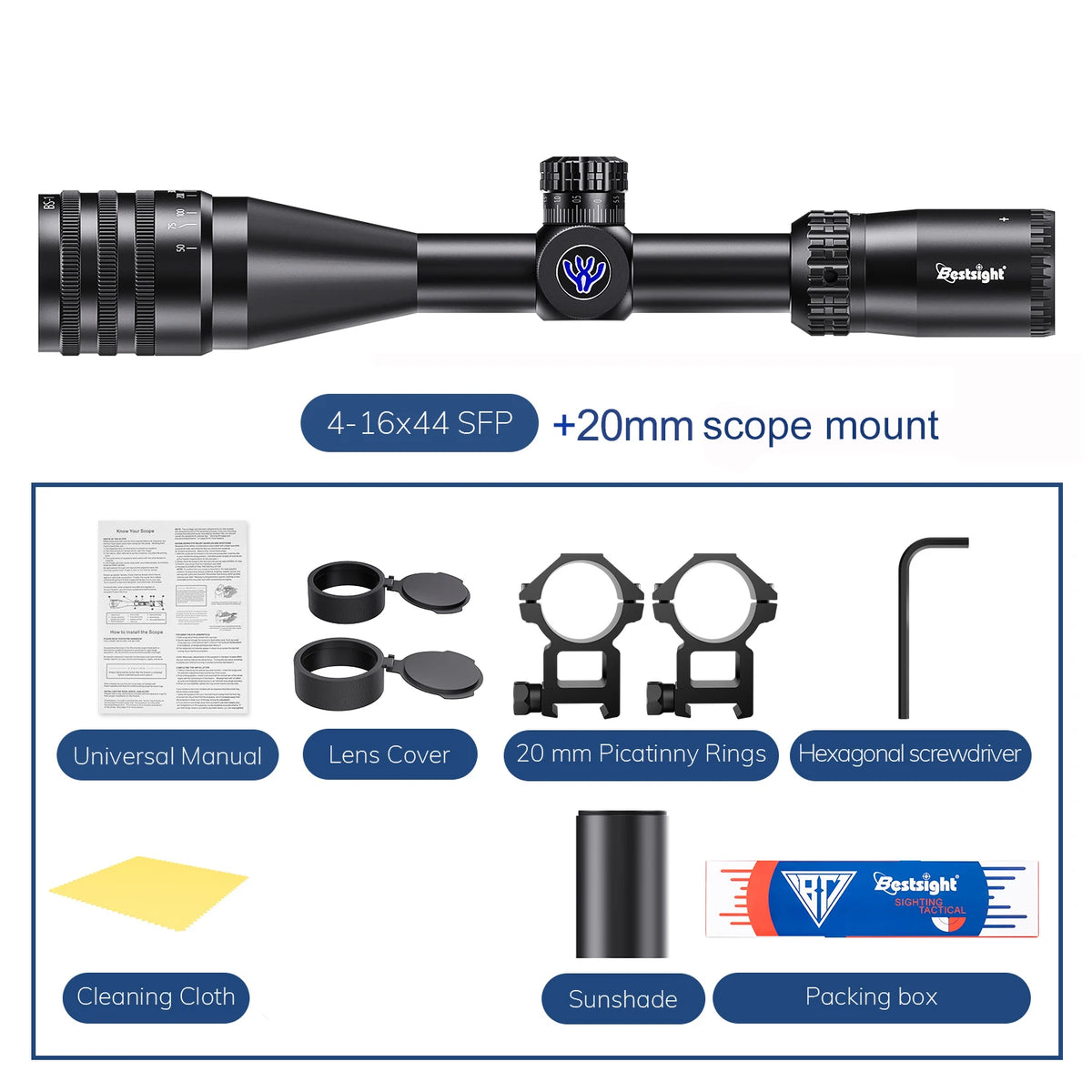 Tactical 4-16x44 AOE Scopes Hunting Scopes Tactical Air Luneta Para Rife De Caça Red Green Illuminated Sight