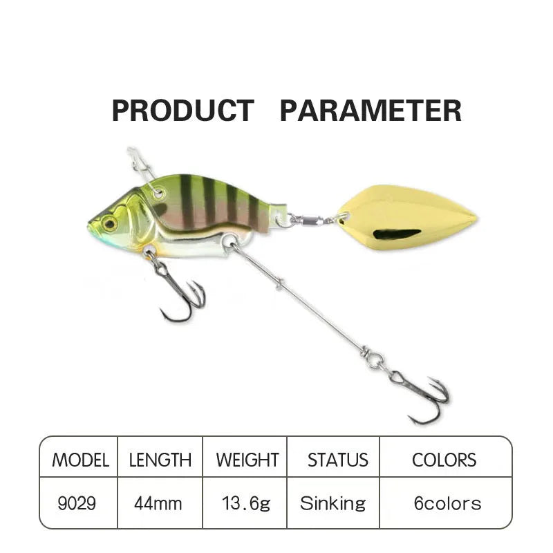 Vib Fishing Lures Wobble Rotating Metal Vib Vibration Bait Winter Fishing  Artificial Hard Baits Spinner Spoon Lure sinking